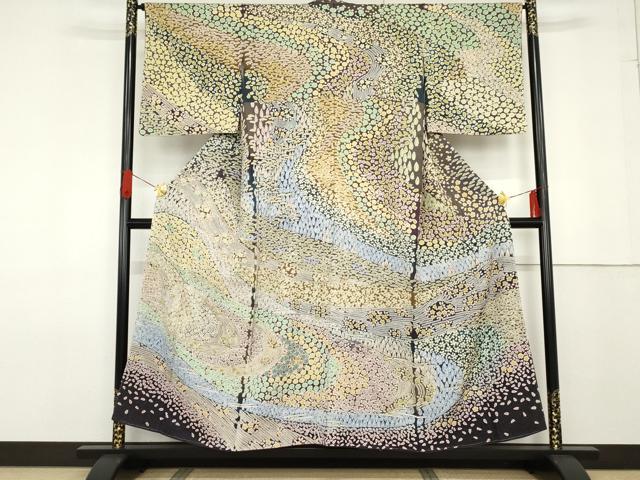 平和屋着物○訪問着 中国三大刺繍 相良刺繍 作家物 絞り 葉葦工房 樹林 
