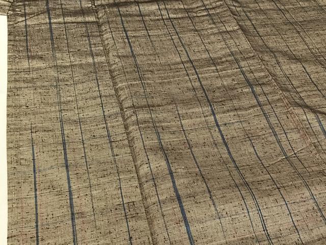 平和屋着物▽上質な紬　単衣　縞　正絹　逸品　AABF6647jh_3
