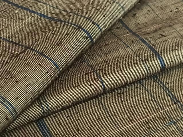 平和屋着物▽上質な紬　単衣　縞　正絹　逸品　AABF6647jh