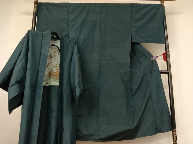 平和屋着物▽男性　紬　単衣　アンサンブル　褐返色　正絹　逸品　AABF6680jh