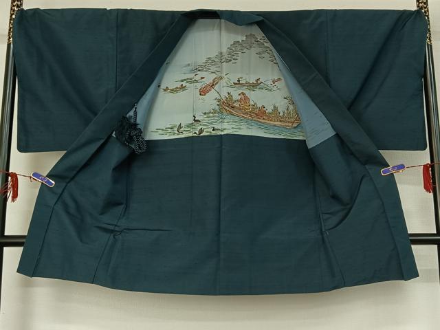 平和屋着物▽男性　紬　単衣　アンサンブル　褐返色　正絹　逸品　AABF6680jh_6