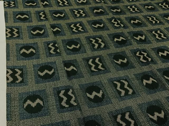 平和屋着物▽本塩沢　単衣　幾何学文様　正絹　逸品　AABF6770jh_3