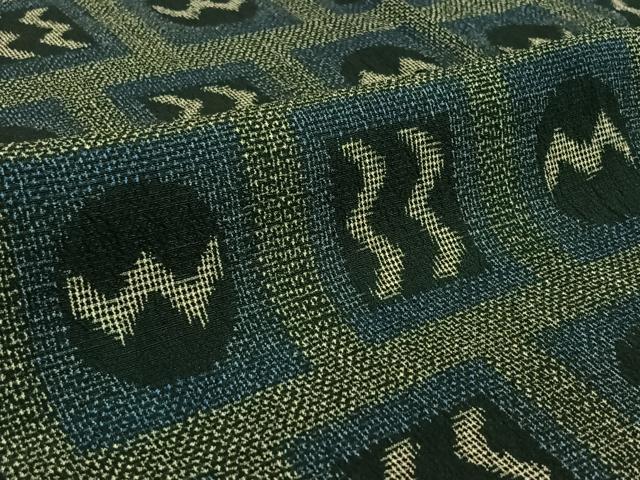 平和屋着物▽本塩沢　単衣　幾何学文様　正絹　逸品　AABF6770jh_5