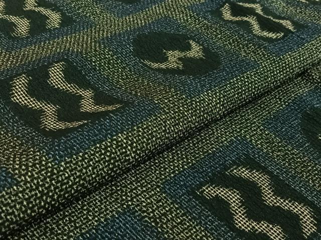 平和屋着物▽本塩沢　単衣　幾何学文様　正絹　逸品　AABF6770jh_4