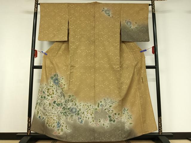 平和屋着物▽内田陽一郎　訪問着　単衣　花鳥文　暈し染め　正絹　逸品　AABF6773jh
