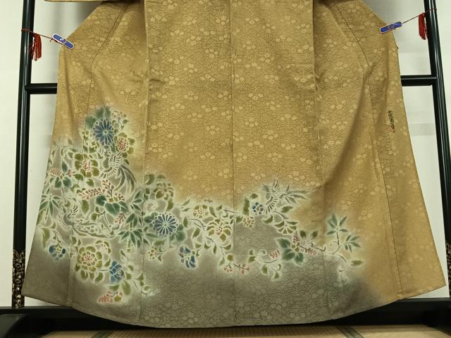 平和屋着物▽内田陽一郎 訪問着 単衣 花鳥文 暈し染め 正絹 逸品