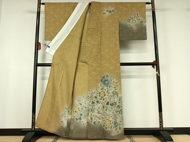 平和屋着物▽内田陽一郎 訪問着 単衣 花鳥文 暈し染め 正絹 逸品