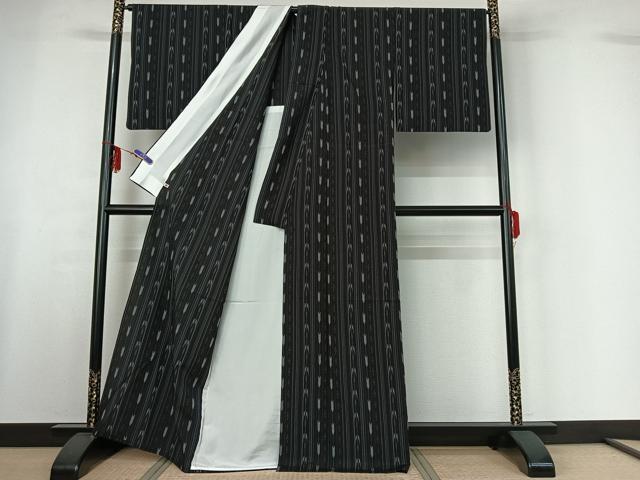 平和屋着物▽本塩沢　単衣　蚊絣　さが美扱い　正絹　逸品　AABF6794jh_2
