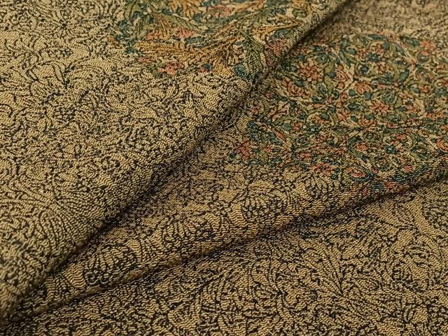 平和屋着物▽上質な小紋　単衣　更紗花文　鬼しぼ縮緬　正絹　逸品　AABF6797jh