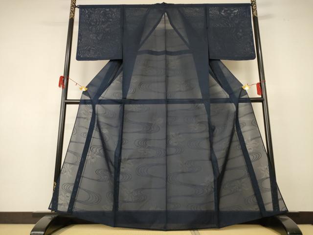 平和屋着物＊夏物　色無地　絽　流水花紋紗　褐返色　正絹　逸品　AABF6805jd