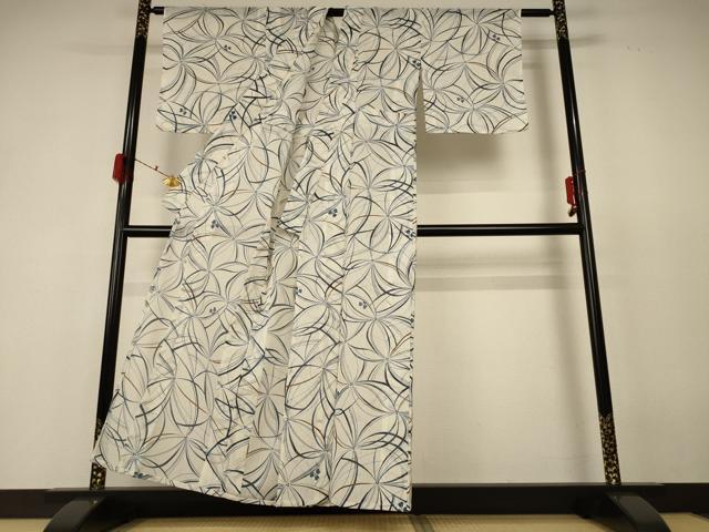 平和屋着物＊夏物　小紋　紗　花尽くし　洗える着物　未使用　AABF6827jd_2