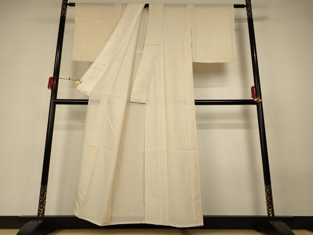 平和屋着物＊夏物　小紋　絽　変わり縞　正絹　逸品　AABF6845jd_2