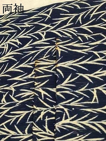 平和屋着物＊夏物　小紋　絽　藍　草葉文　正絹　逸品　AABF6846jd_7
