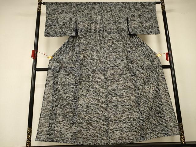 平和屋着物＊夏物　小紋　絽　藍　草葉文　正絹　逸品　AABF6846jd_1