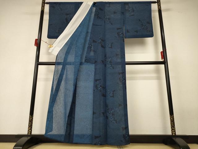 平和屋着物＊夏物　小紋　紗　草花文　洗える着物　AABF6874jd_2