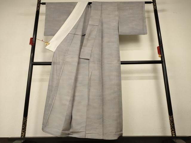 平和屋着物＊夏物　虹色創家　本郷大田子　小紋　縦絽　霞文　暈し染め　正絹　逸品　AABF6889jd 平和屋着物＊夏物 虹色創家 本郷大田子 小紋 縦絽 霞文 暈し染め 正絹