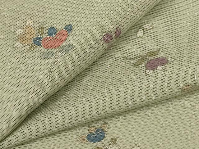 平和屋着物＊夏物　小紋　絽　草花文　銀彩　やまと誂製　正絹　逸品　AABF6896jd