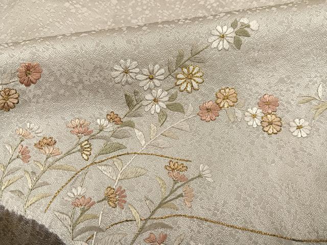 平和屋着物●訪問着　絞り　刺繍　草花文　金糸　正絹　逸品　AABF6923ph_5