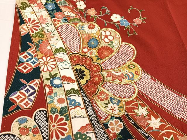 平和屋着物●豪華振袖　松竹梅花熨斗文　金彩　正絹　逸品　AABF6927ph 平和屋着物○豪華振袖 松竹梅花熨斗文 金彩 正絹 逸品 AABF6927ph