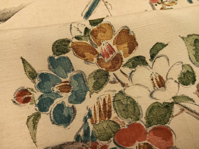 平和屋着物●上質な小紋　紬地　手描き　花鳥文　正絹　逸品　未使用　AABF6961ph_5