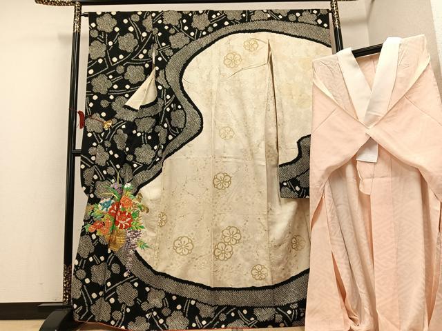 平和屋着物●豪華振袖・長襦袢(無双仕立て)セット　駒刺繍　絞り　飾花文　金彩　正絹　逸品　AABF6963ph
