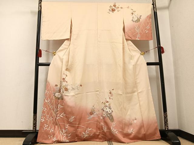 平和屋着物●訪問着　友禅　飾花文　暈し染め　金彩　正絹　逸品　未使用　AABF6980ph