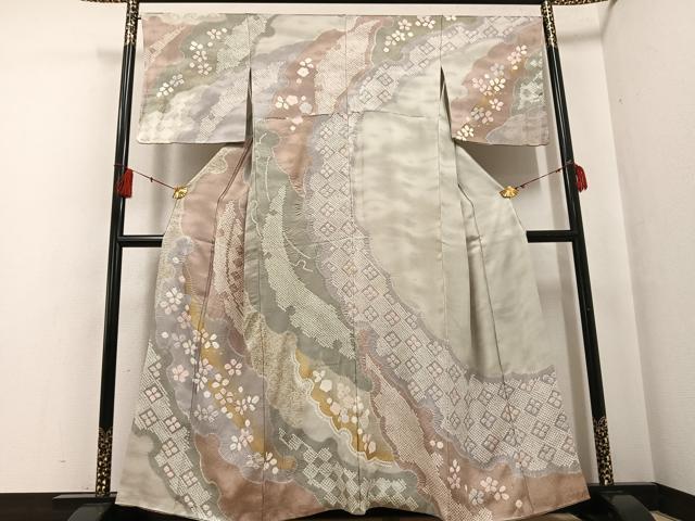 平和屋着物●訪問着　絞り　舞花文　金彩　正絹　逸品　AABF6984ph 平和屋着物○訪問着 絞り 舞花文 金彩 正絹 逸品 AABF6984ph