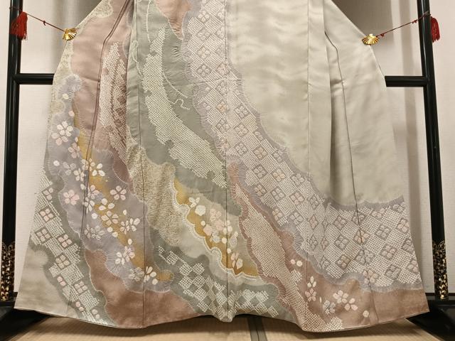 平和屋着物●訪問着　絞り　舞花文　金彩　正絹　逸品　AABF6984ph 平和屋着物○訪問着 絞り 舞花文 金彩 正絹 逸品 AABF6984ph