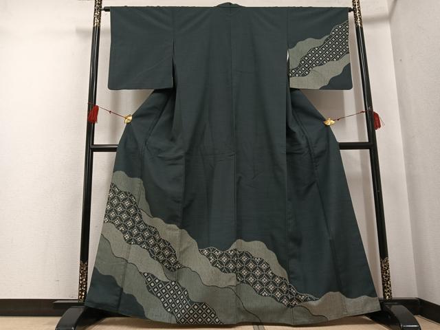 平和屋着物●訪問着　紬地　七宝文　正絹　逸品　AABF6986ph