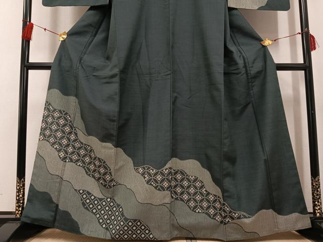 平和屋着物●訪問着　紬地　七宝文　正絹　逸品　AABF6986ph_2
