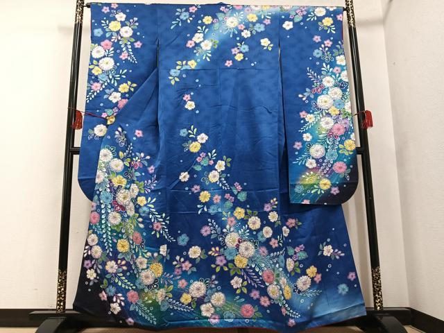 平和屋着物●豪華振袖　辻が花　絞り　暈し染め　金通し地　正絹　逸品　AABF8097ph