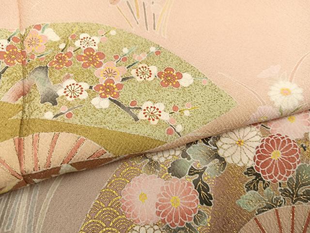平和屋着物●京友禅の第一人者　松井青々　訪問着　扇面草花文　暈し染め　金彩　正絹　逸品　AABF8105ph_4