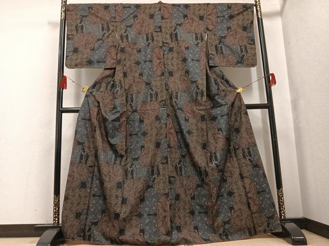 平和屋着物○本場大島紬 カタス9マルキ 誰が袖花文 正絹 逸品 未使用
