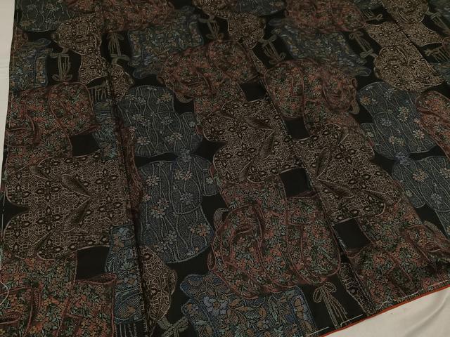 平和屋着物●本場大島紬　カタス9マルキ　誰が袖花文　正絹　逸品　未使用　AABF8120ph_3