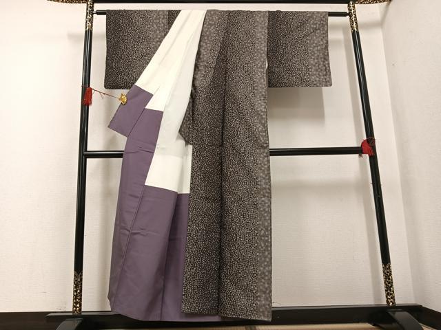 平和屋着物●本場大島紬　カタス9マルキ　間道　正絹　逸品　AABF8128ph_2