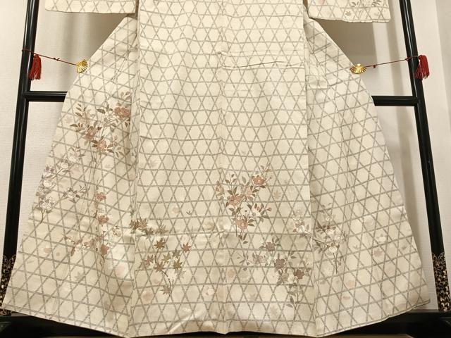 平和屋着物●本場結城紬　重要無形文化財　訪問着　手描き　100亀甲　枝花文　金彩　銀座おゝぎ屋扱い　正絹　逸品　AABF8159ph