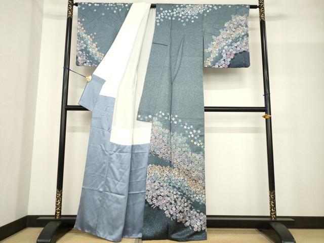 平和屋着物●訪問着　花尽くし　正絹　逸品　AABF8166ck 平和屋着物○訪問着 友禅 扇面花文 暈し染め 金彩 ますいわ屋扱い 正絹