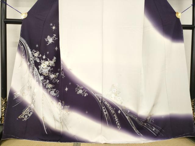 平和屋着物●訪問着　花唐草文　ラインストーン　暈し染め　金銀彩　正絹　逸品　未使用　AABF8177ck_2