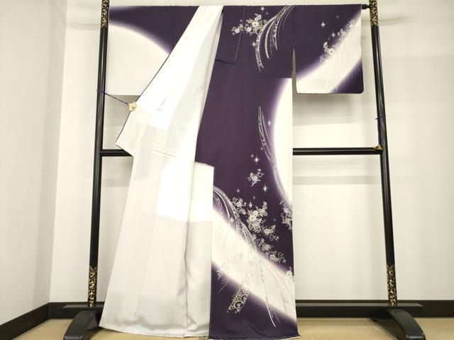 平和屋着物●訪問着　花唐草文　ラインストーン　暈し染め　金銀彩　正絹　逸品　未使用　AABF8177ck_1