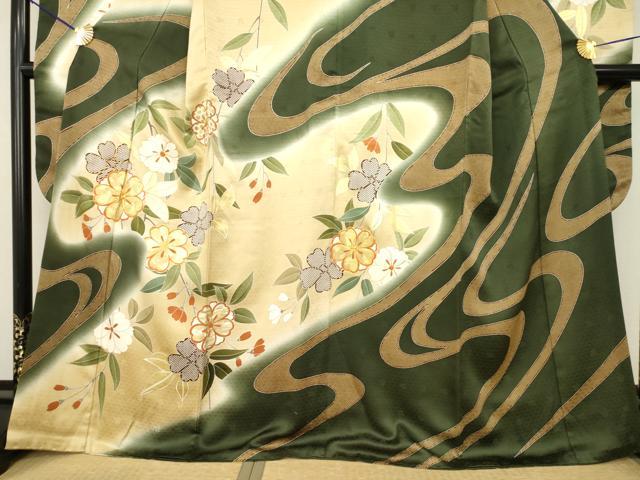 平和屋着物●豪華振袖　駒刺繍　流水花文　金彩　正絹　逸品　AABF8199ck_2