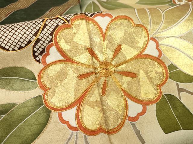 平和屋着物●豪華振袖　駒刺繍　流水花文　金彩　正絹　逸品　AABF8199ck_5