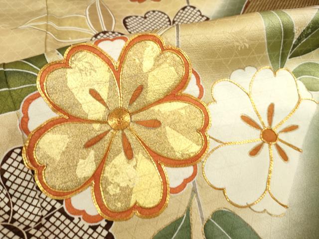平和屋着物●豪華振袖　駒刺繍　流水花文　金彩　正絹　逸品　AABF8199ck_6