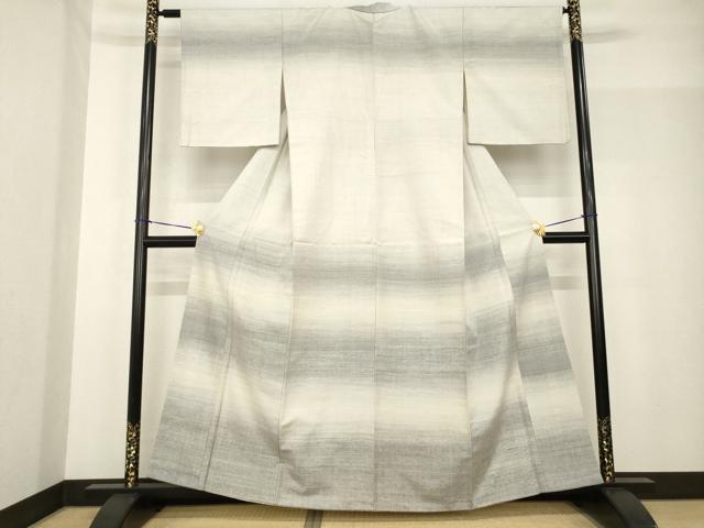 平和屋着物●紬　訪問着　横段霞文　正絹　逸品　AABF8211ck