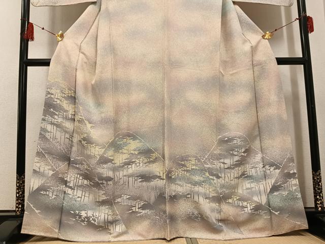 平和屋着物●訪問着　ろうけつ染め　遠山樹林文　暈し染め　正絹　逸品　AABF8728ph_2