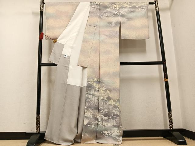 平和屋着物●訪問着　ろうけつ染め　遠山樹林文　暈し染め　正絹　逸品　AABF8728ph_1