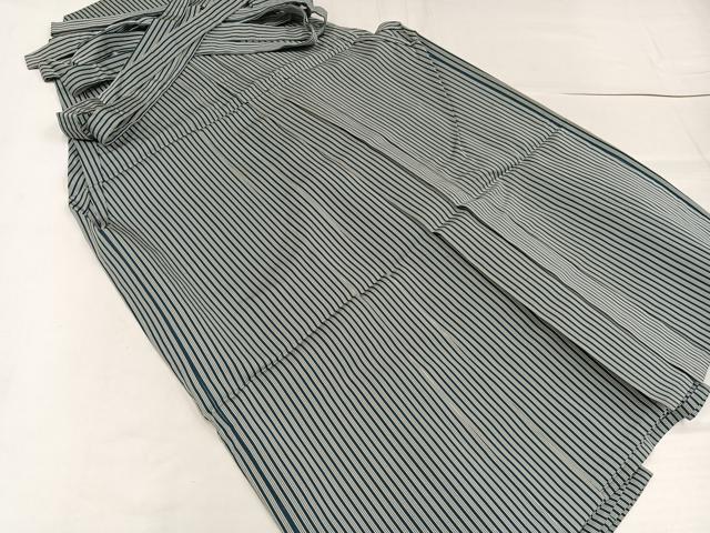 平和屋着物●男性　馬乗り袴　縞　正絹　逸品　AABF8741ph