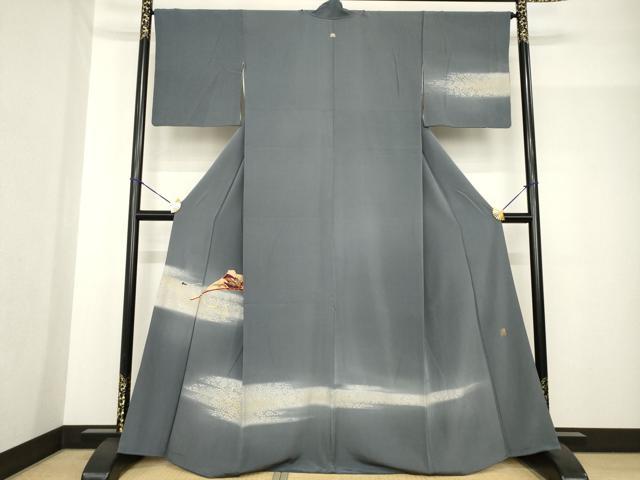 平和屋着物●日本舞踊家 岩井流宗元　岩井友見　訪問着　駒刺繍　扇面松文　金銀彩　正絹　逸品　AABF8971ck