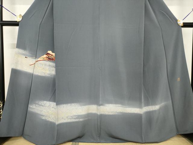 平和屋着物●日本舞踊家 岩井流宗元　岩井友見　訪問着　駒刺繍　扇面松文　金銀彩　正絹　逸品　AABF8971ck_2