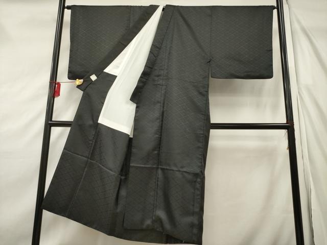 平和屋着物○男性 黒紋付 羽織・行灯袴・つけ帯セット 洗える着物 逸品