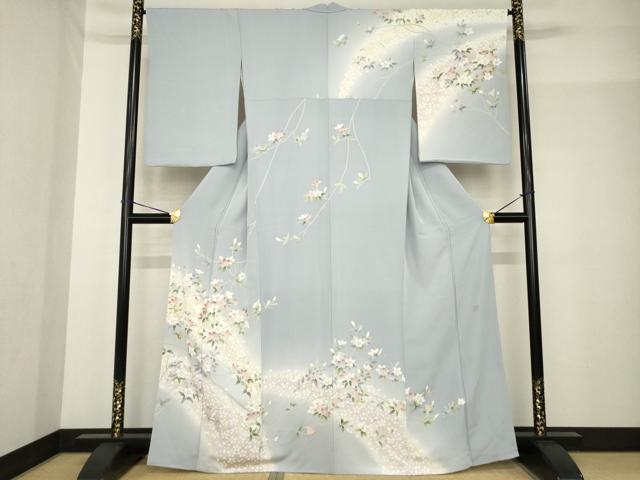 平和屋着物●訪問着　友禅　作家物　枝花文　暈し染め　正絹　逸品　AABF9029ck